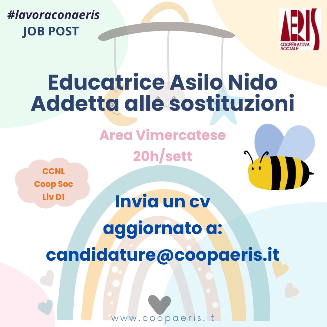 la_aeris's tweet photo. Villasanta, Vimercatese e Trezzese: ecco le nuove zone di #lavoraconaeris
Nelle grafiche ogni info utile. Buon lunedì!
#educatrice #educatore #lavoro https://t.co/9psTjS5AzE
