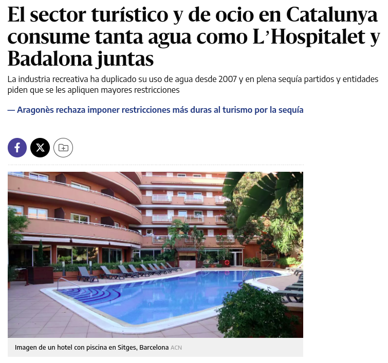 AssBarrisDT's tweet photo. Prou privilegis a la indústria turística!
Ha de reduir consum com la resta. #ForaLobbies
Consumeix el 25% de l'aigua que beu #Bcn, tanta com tot el sector ramader, que té restricció del 50% per 0% del turístic.
#NoEnRaja #Sequera #DecreixementTurístic JA!
https://t.co/RBfT1nX06B https://t.co/dqskTVhCxQ