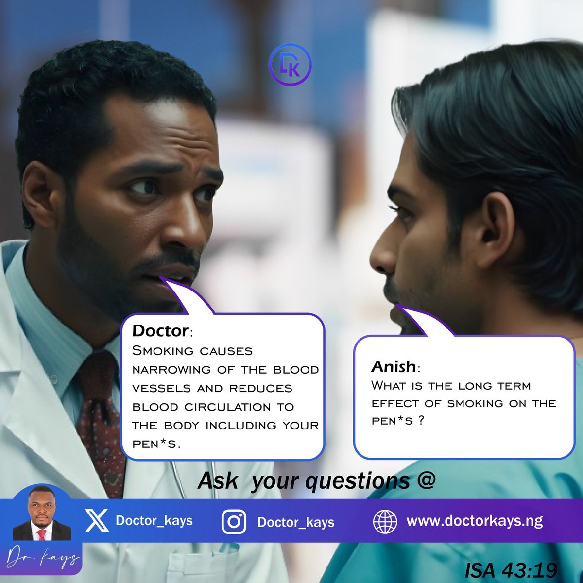 Do you know that smoking is one of the leading risk factors for erectile dysfunction? 

SayNotosmoking 

What is Ade, PBAT, Casemiro, Rashford and Onana saying about ED
#drkays