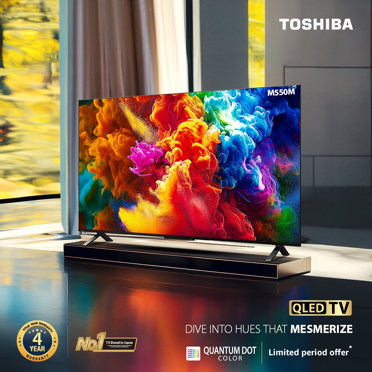 Explore the colors that feel like home with our Quantum Dot brilliance, featuring Toshiba #M550MP. Buy Now: bit.ly/3FsybuB #ToshibaTV #M550MP