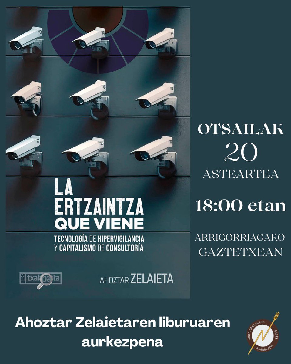 Martitzen honetan, otsailak 20, Ahoztar Zelaietaren liburuaren aurkezpena daukagu gaztetxean. Animatu eta gerturatu! <a href="/Ahoztar1972/">Ahoztar Zelaieta</a>