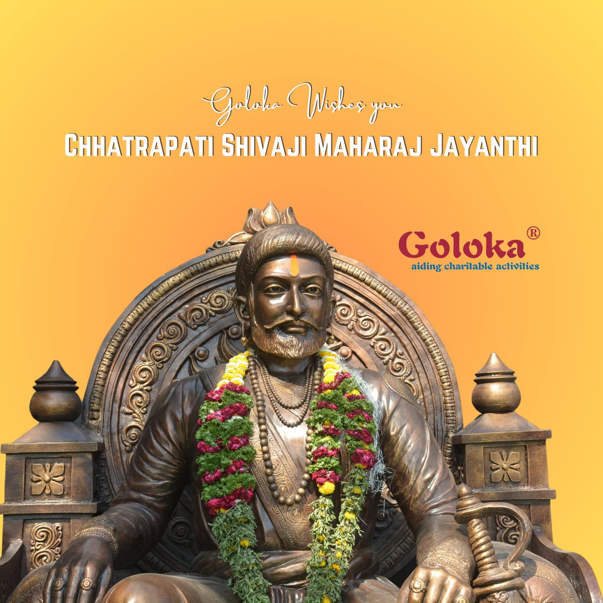 On #AuspiciousOccasion of #ChhatrapatiShivajiMaharajJayanti, we at #Goloka celebrate legacy of a #TrueWarrior, #leader, & #visionary. May his #courage, #valor, & #CommitmentToJustice continue to #InspireGenerations. Happy #ChhatrapatiShivajiMaharajJayanthi