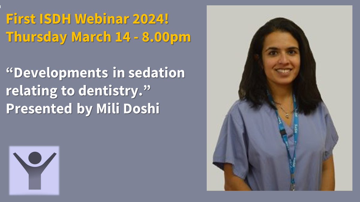 The first ISDH 2024 webinar is on 'Developments in Dental Sedation' presented by Mili Doshi. Among topics covered will be: - Bispectral Index Monitoring - Capnography - Remimazolam. It is free and you can register here - us02web.zoom.us/.../WN_E5MPqI9…... #specialcaredentistry