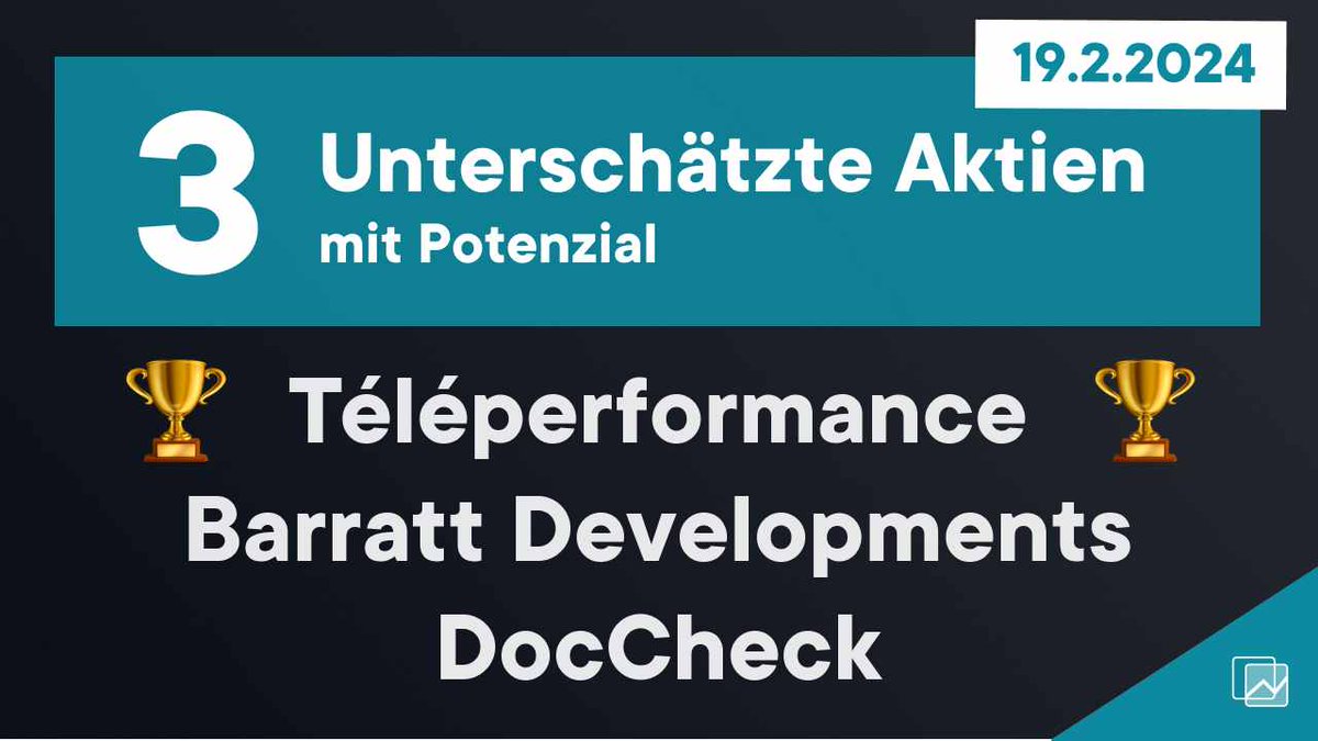 TranspaShare's tweet image. 🚀 3 unterschätzte Aktien mit großem Potenzial! 🚀 

#Téléperformance: 📉 -48,44% 
#DocCheck: 📉 -35,25% 
#BarrattDevelopments: 📉 -18,37% 

Bewertungen anzeigen: smpl.is/8oms7 

@Teleperformance @DocCheck @barrattplc

#Aktienmarkt #InvestmentChancen #Finanztipps