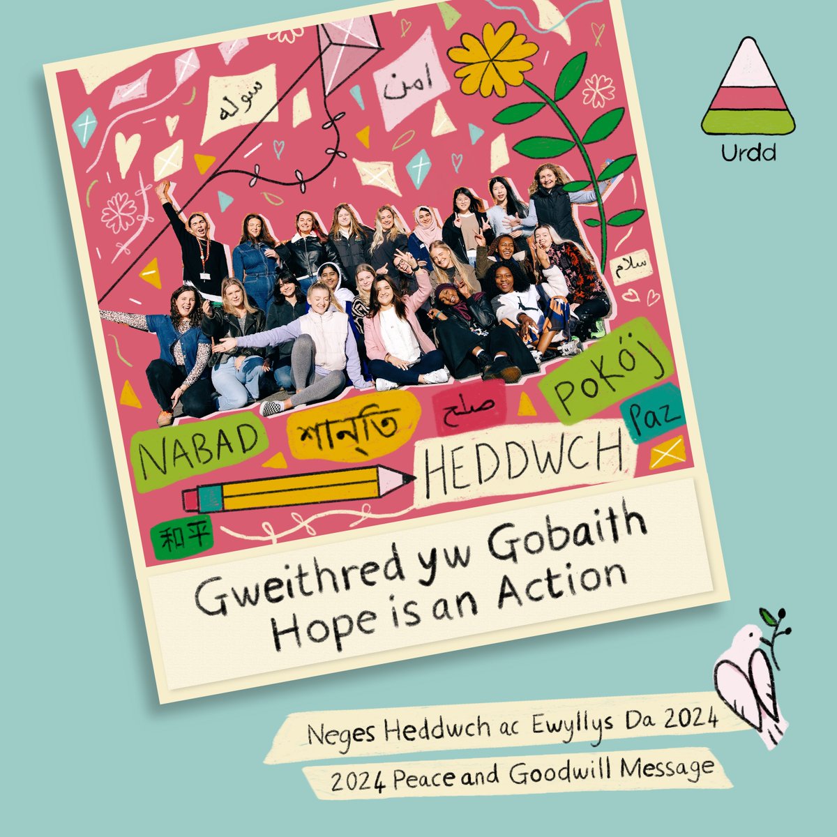 Bydd Neges Heddwch 2024 yn dathlu Deiseb Heddwch Menywod Cymru 1924.

Heddiw, mae merched Cymru heddiw yn parhau i alw am heddwch. 🕊

Our 2024 Peace Message celebrates the 1924 Welsh Women's Peace Petition.

A hundred years on, our young women will amplify their call.

🗓 Mai 17