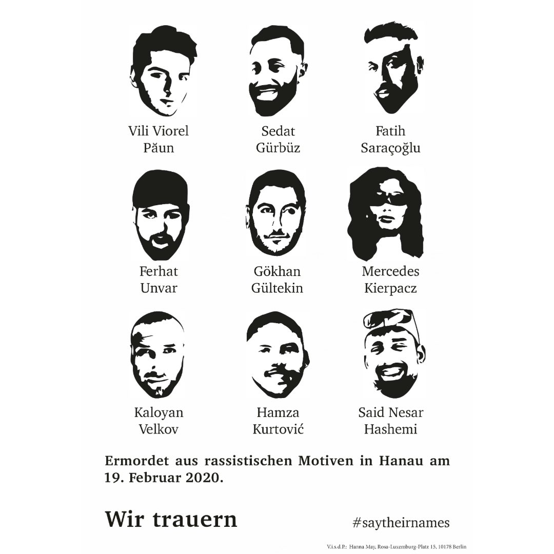 Vier Jahre nach dem rassistischen Mordanschlag in Hanau trauern Angehörige weiter um ihre Liebsten, während sich Teile der Gesellschaft weiter radikalisieren. Wir müssen wachsam bleiben und gemeinsam gegen Rassismus und Menschenfeindlichkeit kämpfen. 

#HanauIstÜberall #Hanau