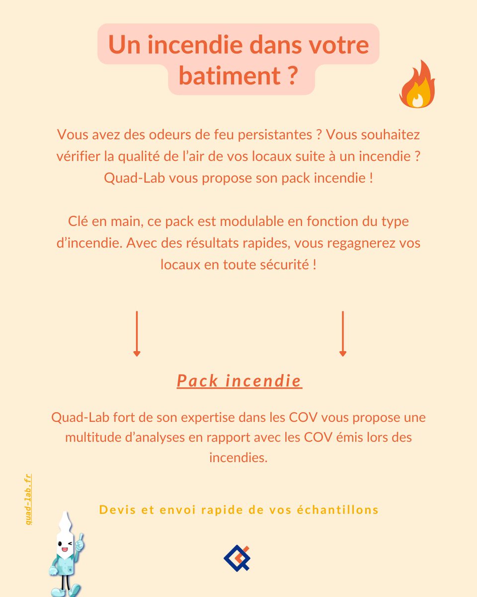 quad_lab's tweet image. En cas d'incendie; Quad-Lab vous propose des analyses. 
Pour davantage d'informations, contactez-nous via à notre adresse mail : 
contact@quad-lab.fr