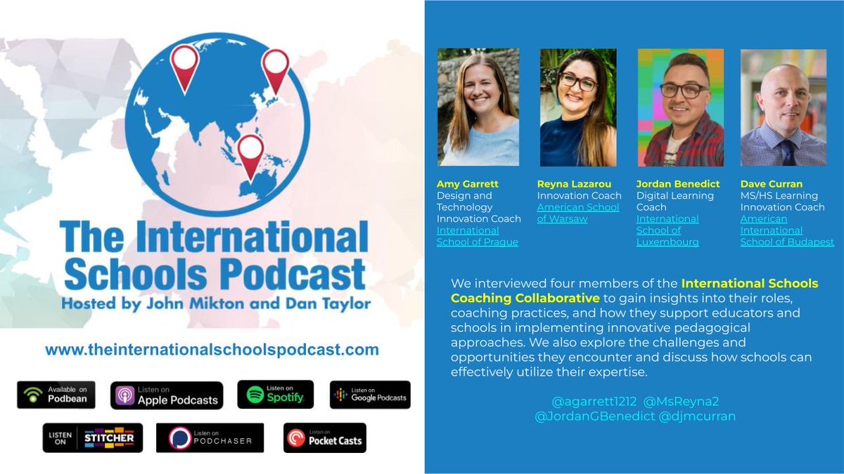 Important to hear the perspectives and insights from Digital Coaches @JordanGBenedict @Amyrrett1212 @MsReyna2 @djmcurran #internationalschoolspodcast @appdkt how schools can leverage digital coaching in schools & approaches and strategies theinternationalschoolspodcast.com