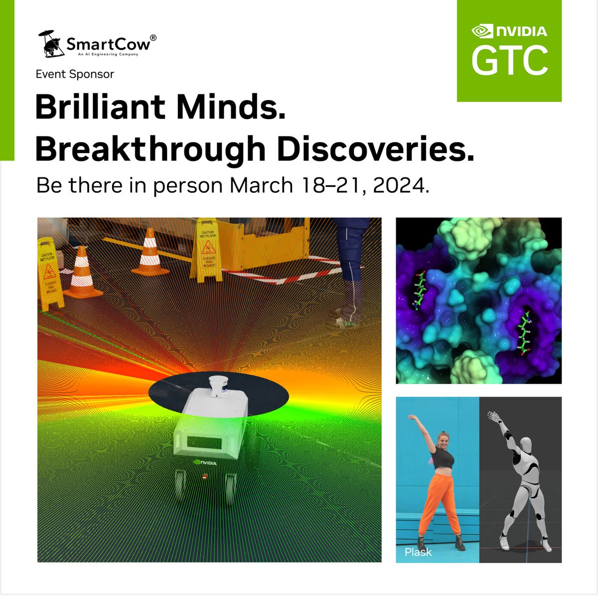 Smartcow_ai's tweet photo. SmartCow is excited to sponsor NVIDIA GTC 2024 from March 18-21. Join us for an incredible experience shaping the future of AI. 👉 Register on-site participation via https://t.co/BO6GejXVHa for an exclusive 20% discount, and visit us at booth#342 https://t.co/JwTIeU0Hon