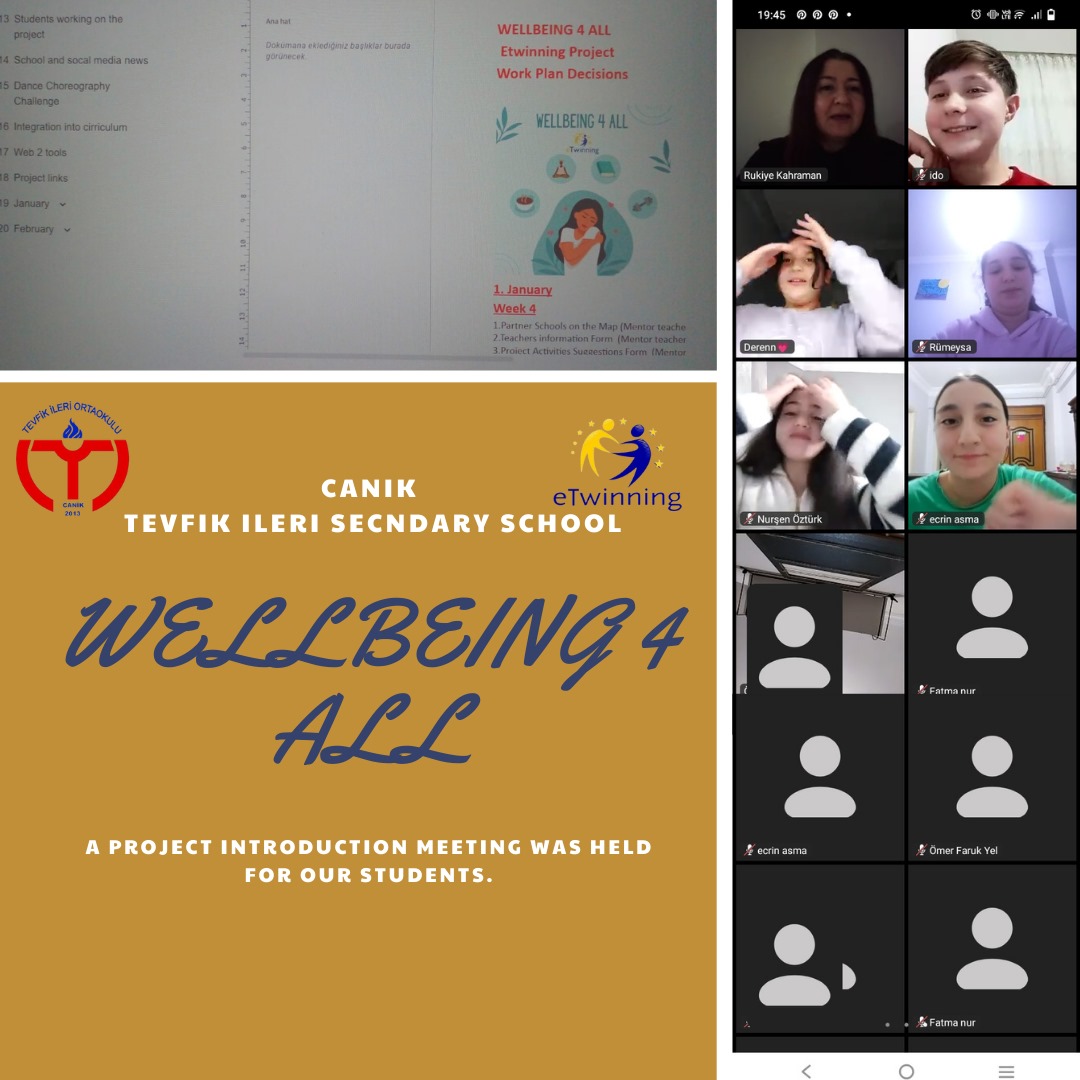 #Wellbeing4All #Etwinning Project students  online meeting. @eTwinningDestek #Wellbeing @tretwinning @SeilSEZEN1 @IleriOrtaokulu @CanikMem @SametSaglam55