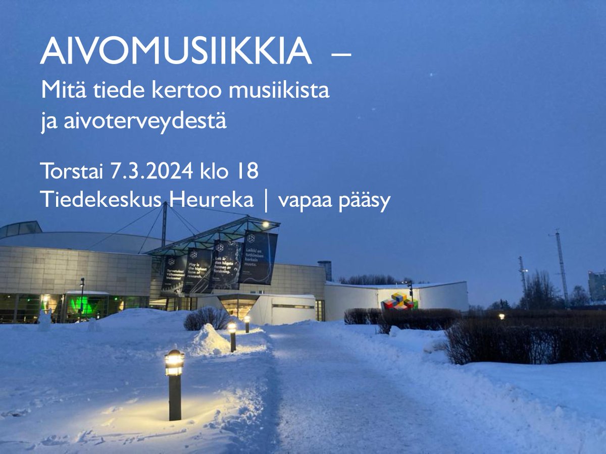 Avoin #yleisöluento tulossa taas pitkästä aikaa: parin viikon päästä torstaina kerron aivojuttuja ja musa-anekdootteja <a href="/Heurekafi/">Heureka</a>. 🤓🧠#aivoviikko etkoina toimivan tilaisuuden järjestää Vantaan muistiyhdistys. Lämpimästi tervetuloa!