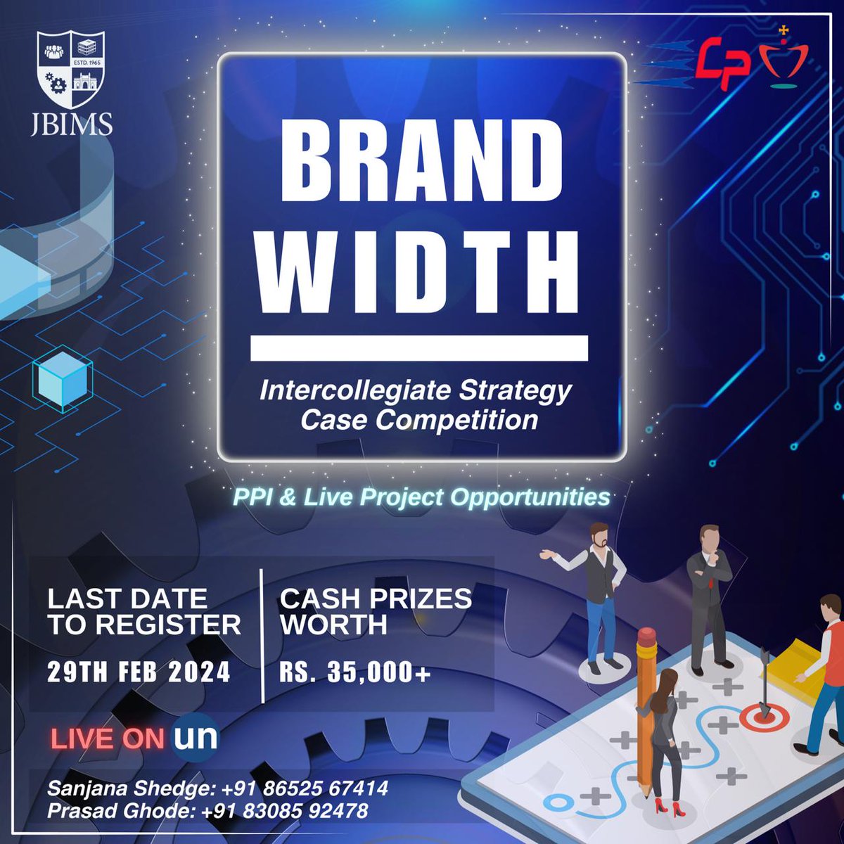 Hey Superstars!

The JBIMS Marketing Club presents An Intercollegiate Strategy Case Competition - *BRANDWIDTH* - not just for epic Marketeers, but Finance and Operations wizards too! 💡

💸 One of the best parts? You stand a chance to win cash rewards worth more than 35K!
