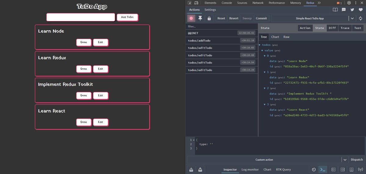 irahuldutta02's tweet photo. Learned Redux and Redux Toolkit, and implemented these in a previously created todo app. 🚀 Redux and Redux Toolkit are indeed powerful tools.

Had fun while learning these. 😊

@isanketsingh https://t.co/fC1Javu0lS