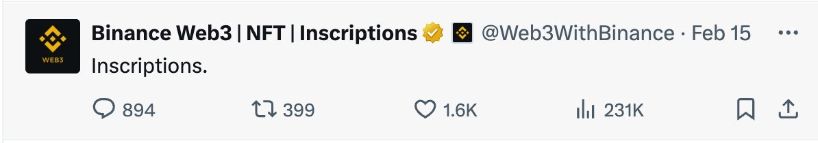 AutoinscriptDev's tweet image. #铭文 的热钱来了 
币安行动起来了