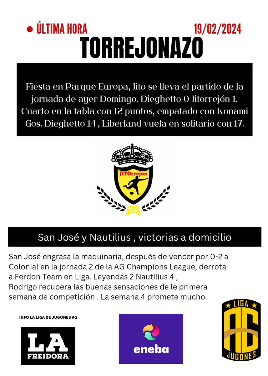 Todas las jornadas disputadas de la semana 3  en la segunda división de la Liga de Jugones AG, @LigaefootballAG 
#eFootball2024 🎮 Xbox

<a href="/jitotorrejon/">Juanjo</a> <a href="/rodrigoarana100/">Rodrigo</a> <a href="/adrianruizfz/">Adrián Ruiz</a> <a href="/DavidArocadela1/">David Aroca de la Peña</a> <a href="/RubioWan1984/">Rubio Wan</a> <a href="/alejandro58832/">alejandro</a>