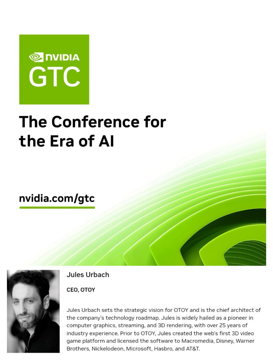 🚨 I would like to remind you that Jules Urbach, CEO of OTOY and $RNDR, will be the only crypto founder speaking at the NVIDIA GTC 2024 event on March 20!

NVIDIA GTC 2024 is literally the largest AI conference in the world!

You're not ready for the $RENDER pumps 🚀🌕