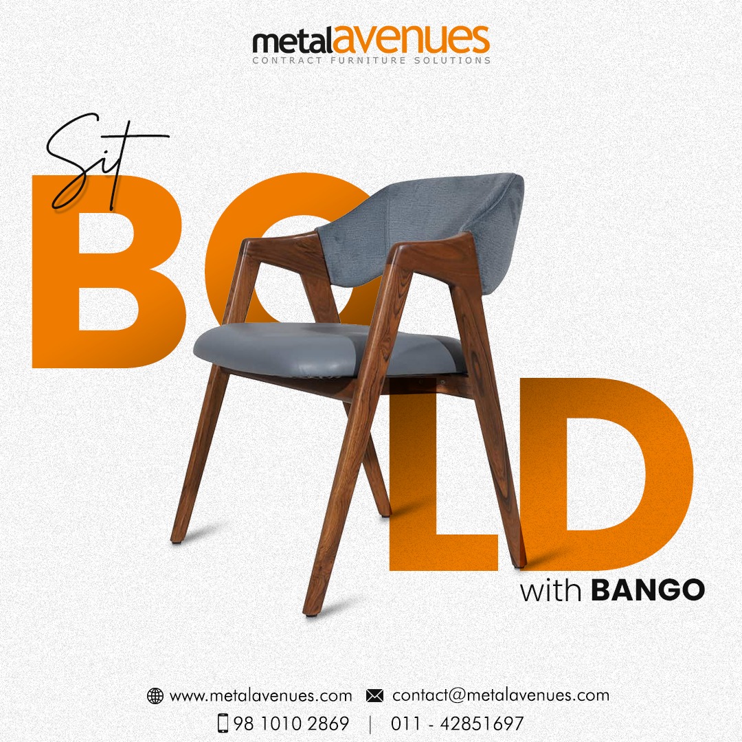 Dare to make a statement in every sit. 🪑 Bango isn't just a chair, it's your personal style sanctuary. 🌟 (Buffet table manufacturers, cafe interior, cafe furniture India, cafe chairs and tables) #metalavenues #cafefurniture #hotelfurniture #aestheticchairs #cafechairs