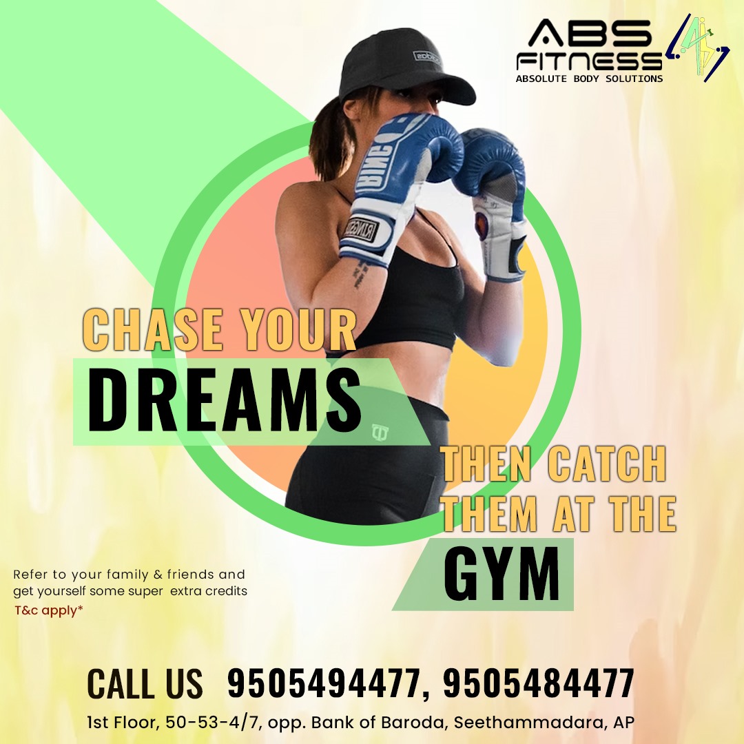 CHASE YOUR DREAMS!
#ABS #absfitness #gym #vizag #lovevizag #cityofdestiny #food #instagram #reels #fitness #absfitness #bestgyminvizag #FitnessGoals #GymLife #WorkoutMotivation #HealthyLifestyle #StrengthTraining #CardioWorkout #GroupFitness #FitFam #ExerciseTogether #SweatItOut