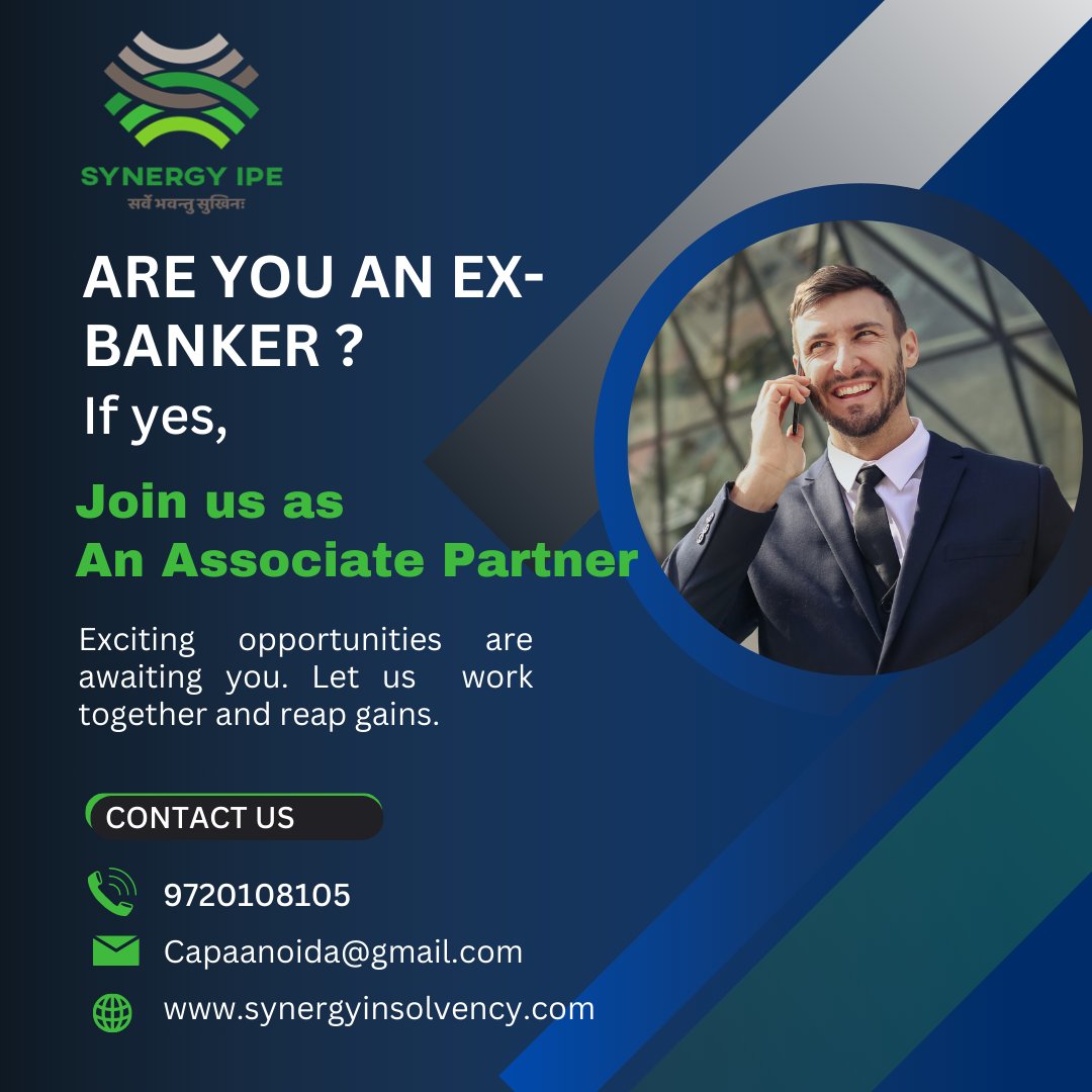 capaanoida's tweet photo. We are into Insolvency field having presence across India. Inviting ex - bankers to join us as Associate Partner and work together for business procurement from banks. You may help us in execution of the assignments as well. Decent income is assured.
#Exbankers #banker #associate https://t.co/vGpiCcjr2L