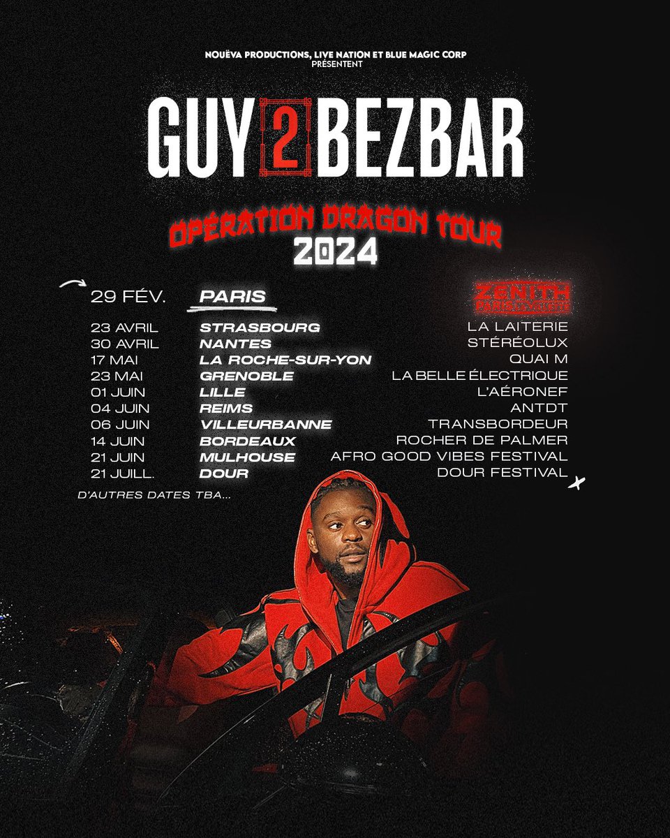 MMCrdc243's tweet photo. 🚨 Le rappeur @Guy2Bezbar se produira pour la première fois Zénith de Paris ce 29 février prochain ! 🇫🇷🔥
L'artiste possède également un calendrier dans lequel ses prochaines productions débuterons à partir du mois d'avril #OperationDragonTour 📆
#mmc243 https://t.co/oe4bt3oIMI