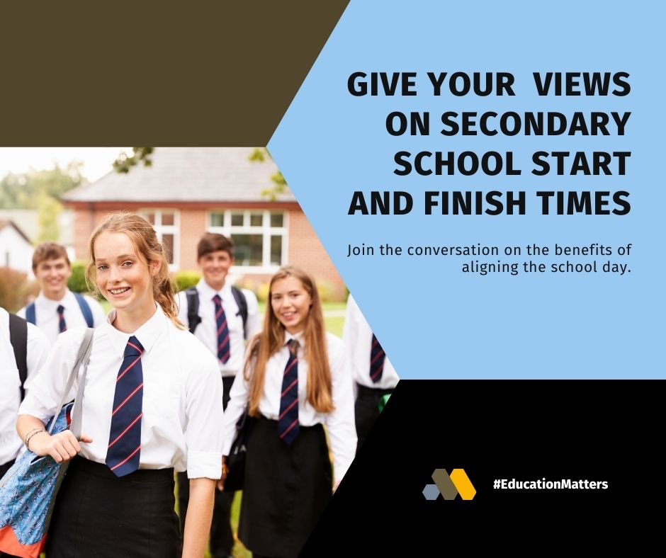 Don’t forget the first drop-in about having the same start & finish times across our secondary schools is tonight (Mon) at @official_DHS Come along 5-7pm to hear more, including the education benefits. Give your views & find more drop-ins at: ow.ly/xIyV50QEQpm @Mideduteam