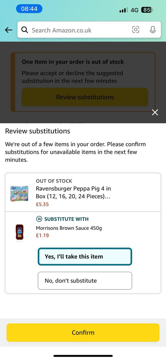 Did an online shop last night , thought I’d treat the granddaughter to a jigsaw ….
Unfortunately it’s out of stock so now she’s going have play with BROWNSAUCE 😂😂😂😂🤭🤭
Nice one <a href="/Morrisons/">Morrisons</a> great substitute