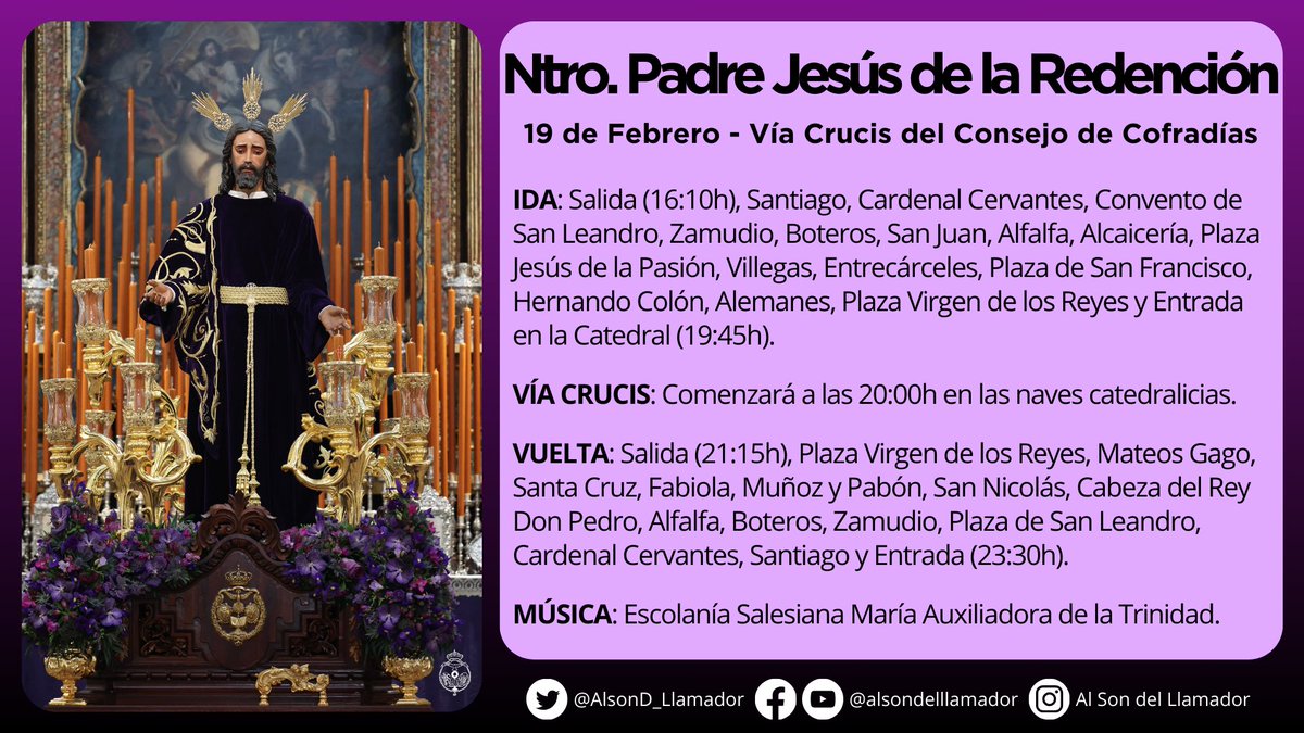 🔴 Esta tarde, como cada primer lunes de Cuaresma, se celebrará el #ViaCrucisSevilla24 organizado por el <a href="/ElConsejoSev/">Consejo HH y CC Sevilla</a> y presidido este año por el Señor de la Redención (<a href="/Hdad_Redencion/">Hermandad de la Redención</a>).

📲 Con esta infografía, toda la información del acto.

#TDSCofrade #CofradiasAND
