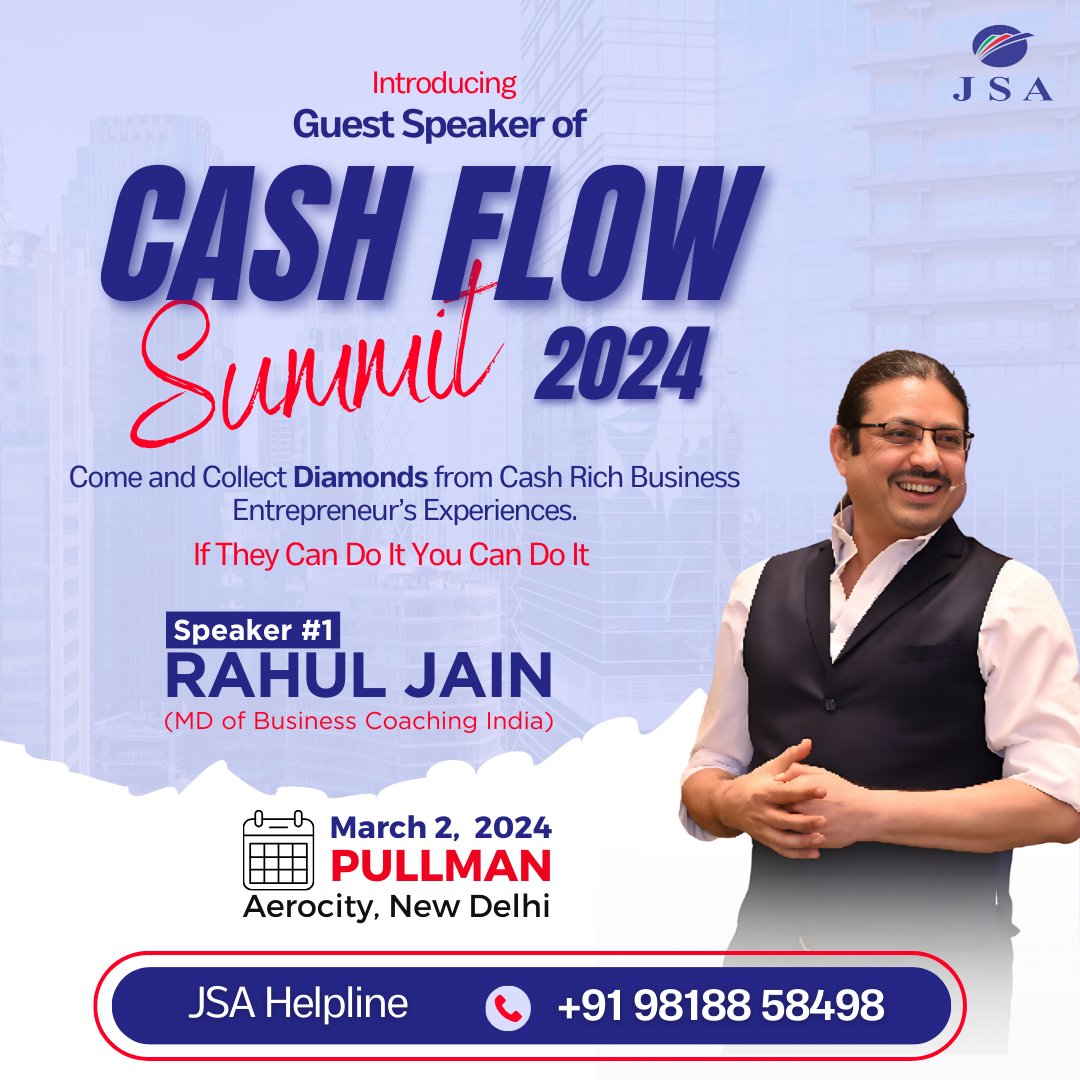 I'm Very excited to announce our #1 GUEST SPEAKER at #CASHFLOWSummit 2024.
Rahul Jain is the pioneer who got the concept of Business Coaching to India, 19 years ago and the Founder Director of Business Coaching India LLP.

Reserve your Seat: bit.ly/CashFlow-Summit

#CashFlow