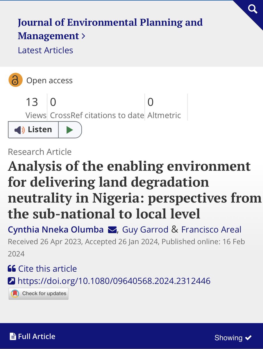OlumbaCynthia's tweet photo. I am excited to share our latest publication. Our study contributes to the ongoing conversation in the field of land degradation and sustainable land management. https://t.co/2FMgSJ32Dr