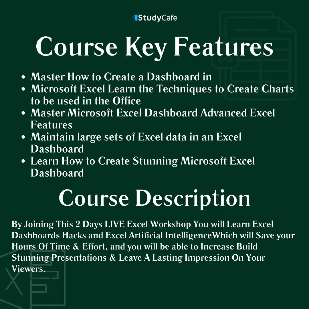 studycafe_in's tweet image. Join our Excel Interactive Dashboards and Data Analysis Certification Course🤩
Read more at:👇🏻👇🏻 studycafe.in/course/excel-i…
#studycafe_jobs #ExcelAI  #dataaanalysis #exceldashboards #trending