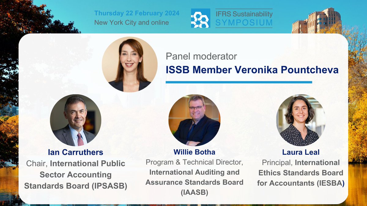 This deep-dive discussion with @IPSASB_News, @IAASB_News and @Ethics_Board at the #IFRSSustainability24 Symposium will share insights about the latest developments in audit and assurance, and public sector disclosure. 🔔Register by Thursday! ifrs.org/news-and-event…