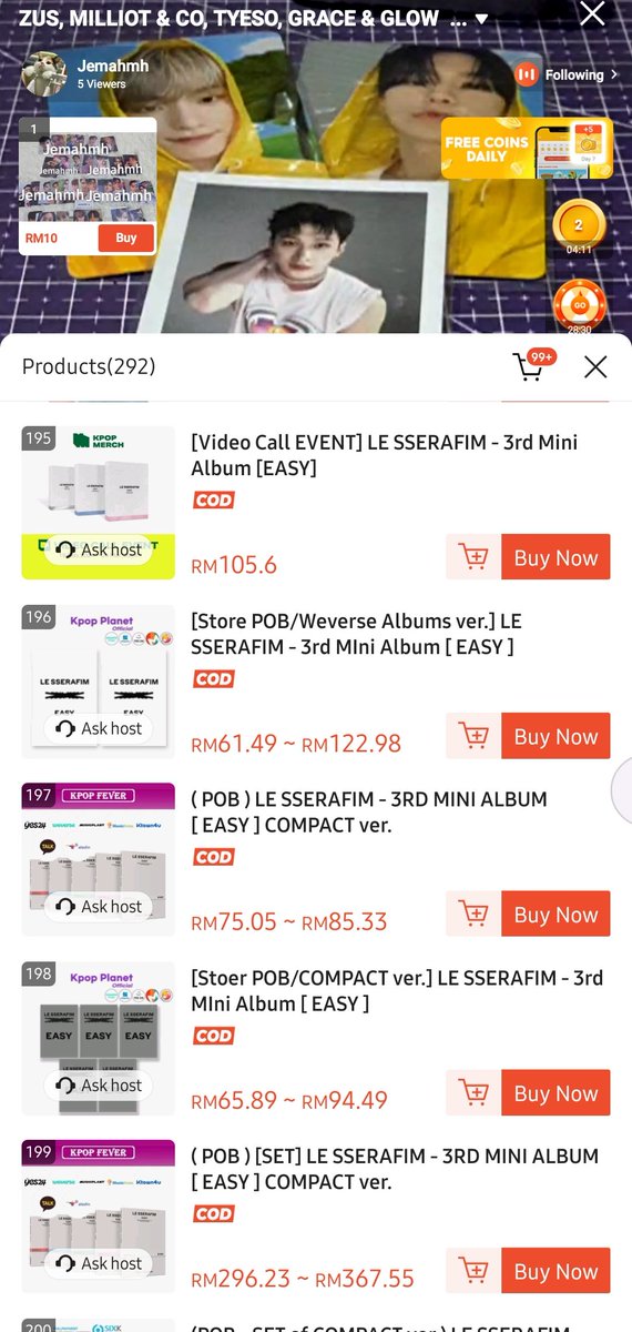 jemahmh's tweet image. Harini kita ada

LE SSERAFIM ALBUMS AND MERCHS

Less RM12 per order for all items. Meh singgah cuci mata pastu terus la checkout while ada diskaun live ni 🫣

Max discount RM12 per order!

Meh sini ⬇️⬇️⬇️
🔗  shope.ee/7UnFYRJCib

#pasarlesserafim