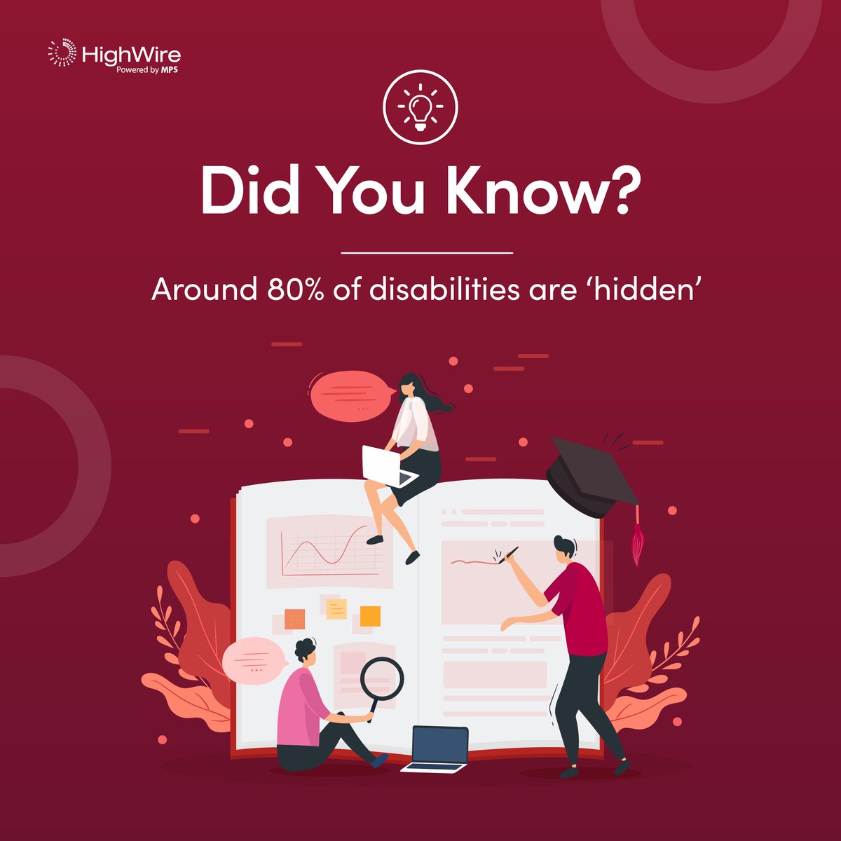 #DidYouKnow

Around 80% of disabilities are ‘hidden.’ This means that a significant portion of the academic community, including researchers, students, & educators, may face unseen challenges when accessing content.

#HiddenDisabilities #ScholarlyContent #Accessibility