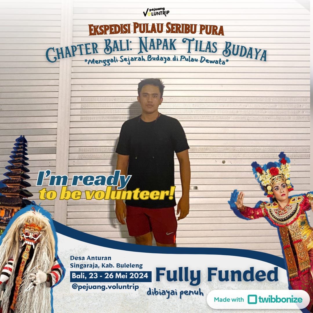 AndyRosidi's tweet photo. [OPEN VOLUNTEER 100% DIBIAYAI PENUH FULLY FUNDED] Hallo pejuang! Kenalin [NAMA] siap mengikuti Ekspedisi Pulau Seribu Pura: Napak Tilas Budaya “Mengali Sejarah Budaya Pulau Dewata” di Desa Anturan Singaraja, Buleleng, Bali. https://t.co/gadvgJwEjr