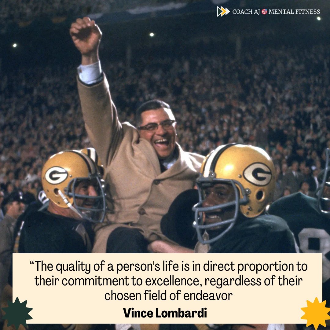 Vince Lombardi said, "The quality of a person's life is in direct proportion to their commitment to excellence, regardless of their chosen field of endeavor."

Excellence isn't the goal, it's the standard.

6 Ways to Win Today with Excellence

[𝐓𝐇𝐑𝐄𝐀𝐃] 🧵