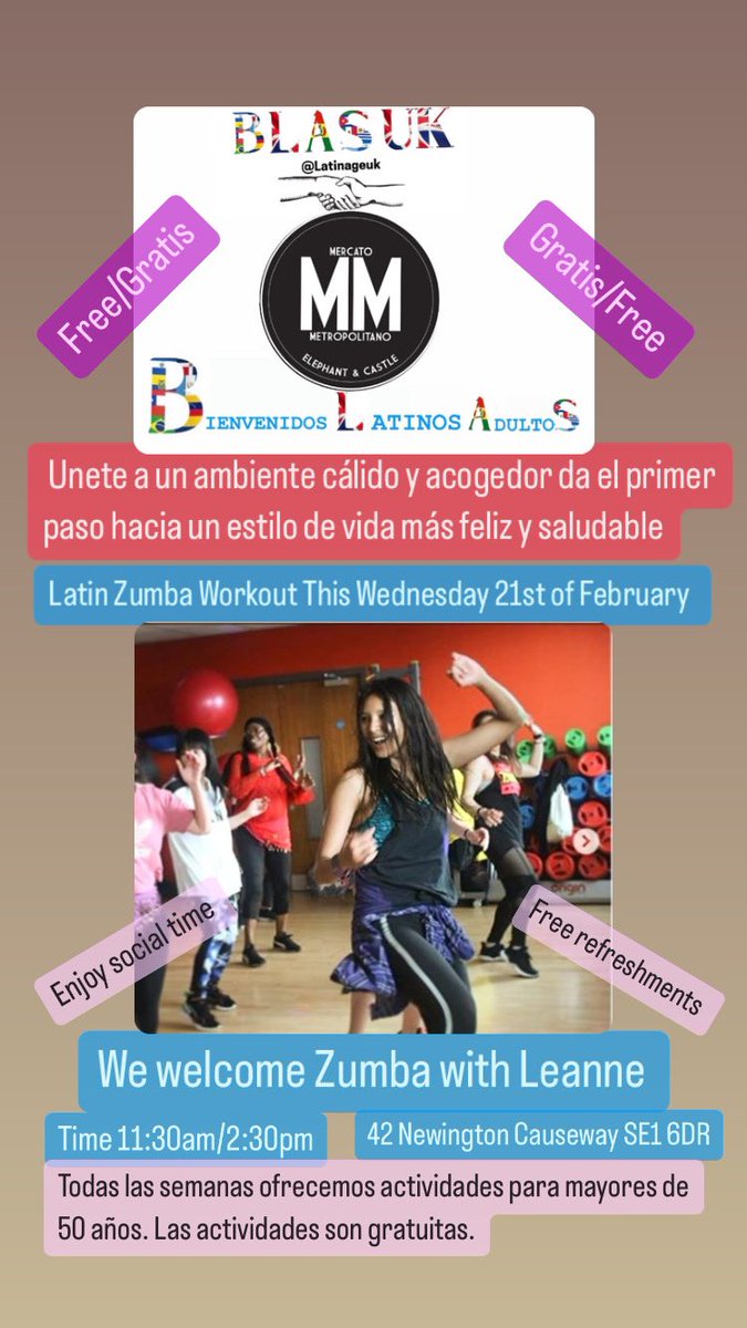 Have fun improving your flexibility, strength and coordination 💃@SwkCharities @cosouthwark @UnitedStSaviour @SwarkPensioners @LabGiving @HWSouthwark @LASwark @ActiveSouthwark @BigLocalWorks1 @ActiveCN @SouthwarkLawCen @latinx_heritage