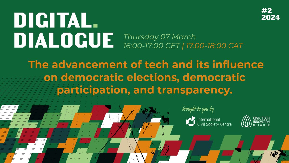 Join us for our next Digital Dialogue as we discuss 'The advancement of tech and its influence on democratic elections, democratic participation, and transparency'. Date: Thursday, 7 March 2024 Time: 17:00 (CAT) Registration: bit.ly/3SNcBqG @ICS_Centre