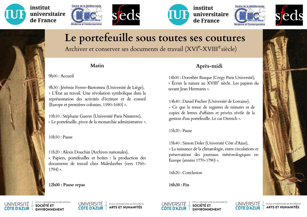 SimonDolet's tweet image. Le vendredi 22 mars aura lieu la JE "Le portefeuille sous toutes ses coutures (XVIe-XVIIIe siècle)". Au programme, politique et science avec @ferrerbartomeu @GuerreStephane @alexis_douchin @DorotheeRusque et Daniel Fischer🚨 N'hésitez pas à m'écrire pour suivre en distanciel 🚨