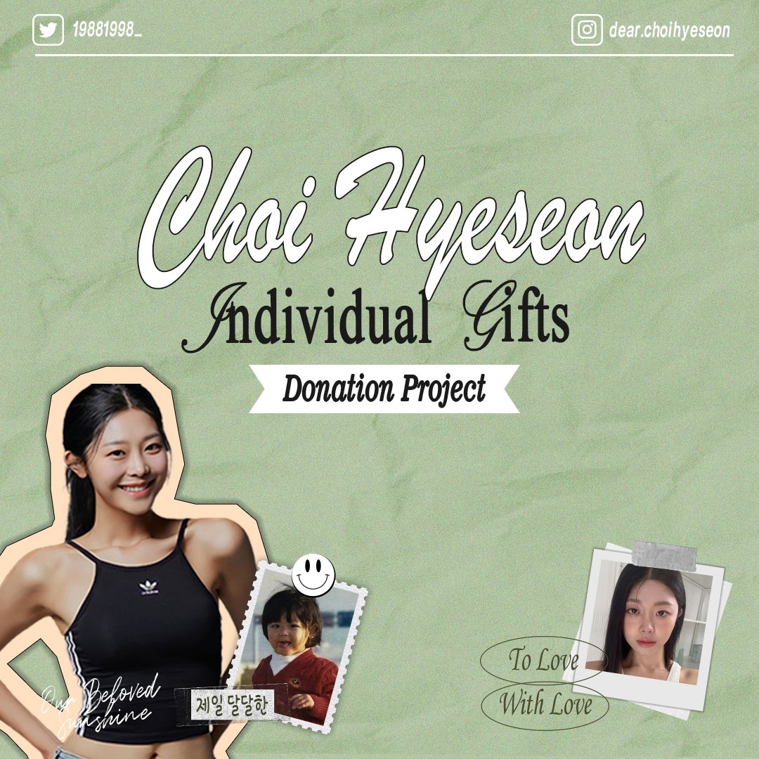 1998_CHS's tweet photo. ANNOUNCEMENT: GIFT PROJECT for Choi Hyeseon! 💚
The time to shower our queen—once again, with appreciation!
A fundraising event for Choi Hyeseon where we will show our love through gifts 🎁
Looking forward to your enthusiastic support and participation for our beloved sunshine ☺️ https://t.co/apxBK1Q33r