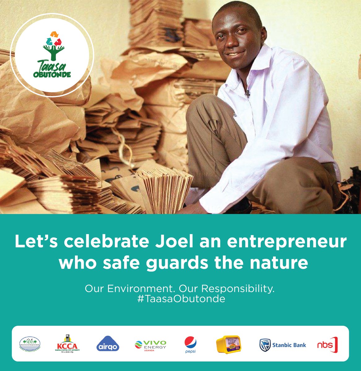 Meet Joel, a local entrepreneur from Kampala! He crafts eco-friendly bags from recycled plastics. His initiative reduces waste and also provides sustainable livelihoods.~@nemaug @AirQoProject @KCCAUG @VivoEnergyUg @PepsiUganda @stanbicug @nbstv #TaasaObutonde