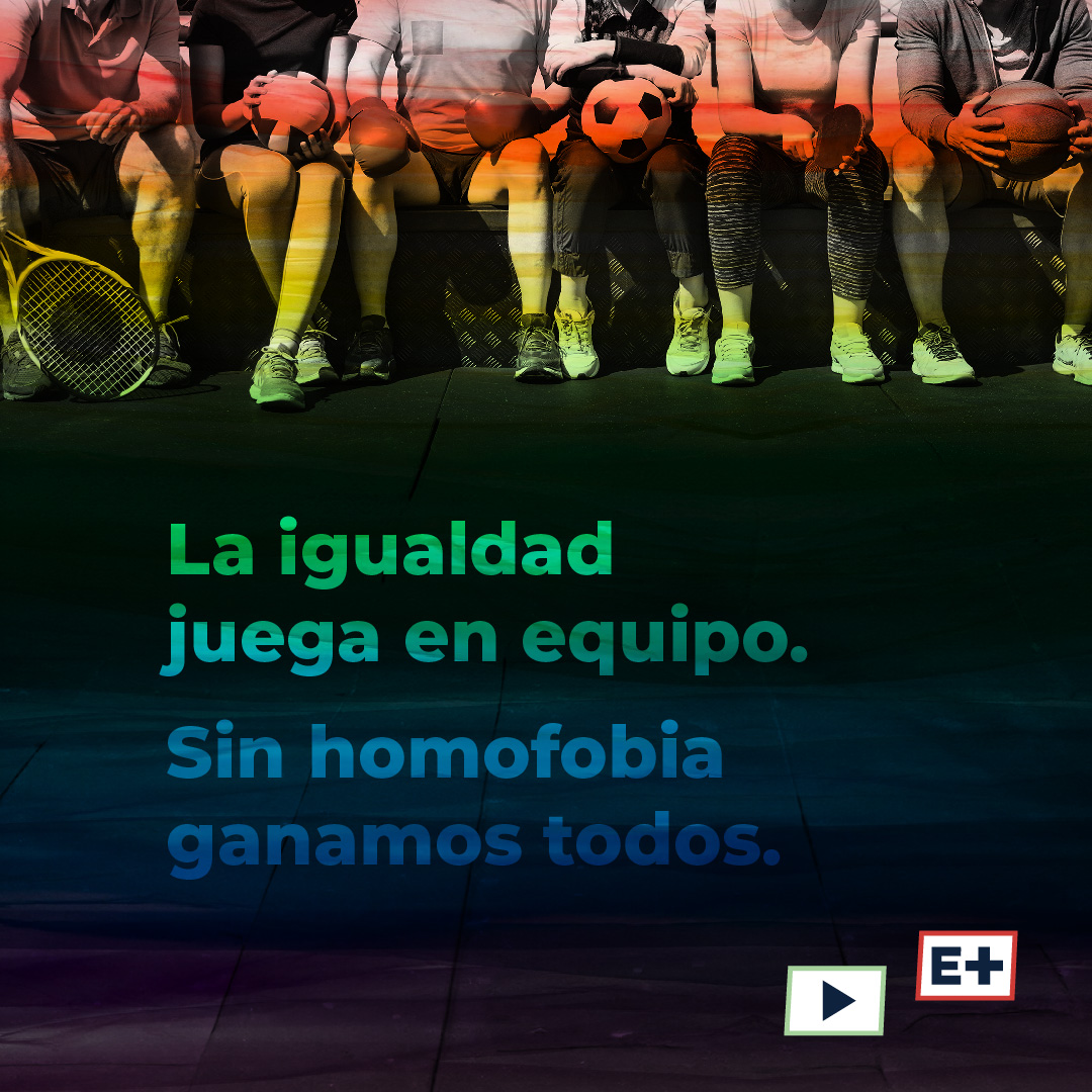 🫂 La igualdad juega en equipo. Hoy y siempre, luchemos por el respeto. 🤝 ⛔ Digamos 𝗦𝗧𝗢𝗣 a la homofobia y construyamos juntos un deporte más justo e igualitario. 🌈 ¡Sin homofobia, ganamos todos! ❤️ ✊🏻 Día Internacional contra la Homofobia en el deporte ✊🏻