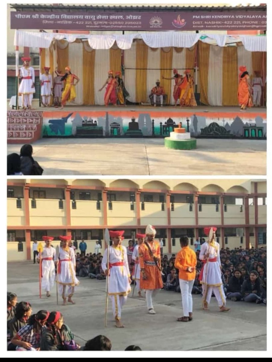 PMSHRI KV Afs Ojhar @ojharkv 19.02.2024 विद्यालय में छत्रपति शिवाजी महाराज जयंती मनाई गई। छात्रों द्वारा नृत्य एवं विशेष कार्यक्रम प्रस्तुत किए गए। प्राचार्य सर द्वारा छात्रों को मार्गदर्शन किया गया। @DrpuspendraS @KVS_HQ @KvsMumbai @EduMinOfIndia @ojharkv