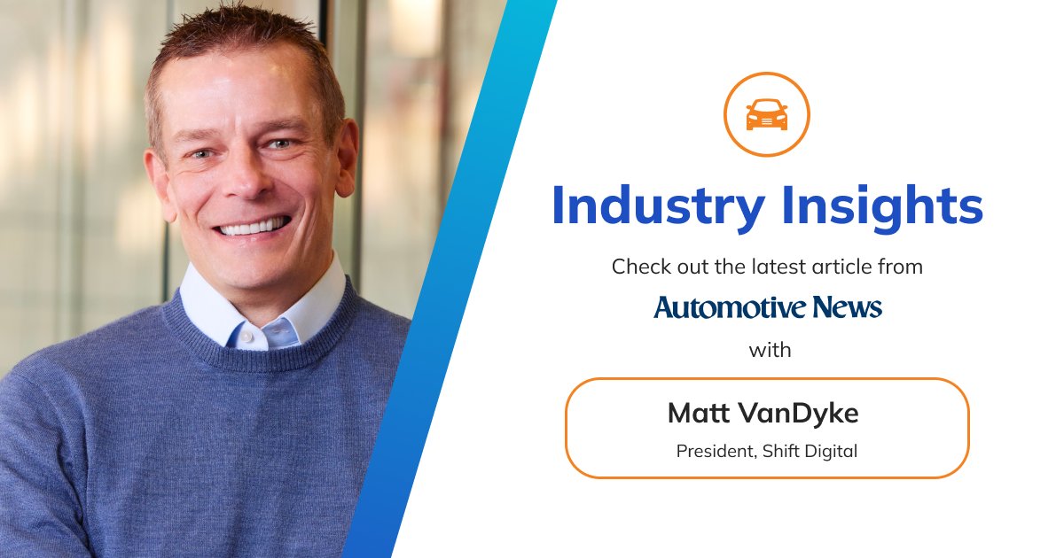 Our very own Matt VanDyke was recently featured in an article by @Automotive_News. ow.ly/WU7K50QCkTo Matt dives into Shift's latest industry report, highlighting data and insights on changing consumer behaviors and how #dealerships can make the most of these trends.