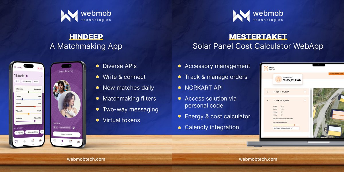 webmobtech's tweet image. These are some of our best #softwaredevelopments that have created a huge impact in the online space. If you have an app idea then discuss it with us, and we ensure to present you with the best solution suitable to your business.
Consult us now: buff.ly/3UFZbPW
