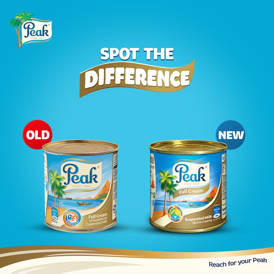 Are you able to spot the difference between the old and the new Peak Full Cream Evaporated pack?​ Share in the comment section​. #PeakMilk #PeakNewLook