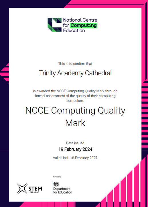 TrinityAcademyC's tweet image. We are delighted to announce that we have been awarded the Computing Quality Mark by the NCCE for our Computing Curriculum here at TAC
#NCCE #ComputingQualityMark #TAC