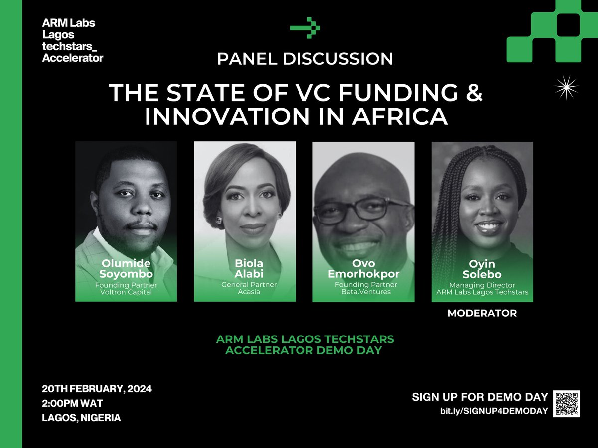 Tomorrow is Demo Day! 🌍 Join us on the 20th of February for an insightful panel discussion on the State of VC Funding and Innovation in Africa.

Don't miss out on this, secure your virtual seats by registering now on this link bit.ly/GENIV.

#ARMLabs #DemoDay