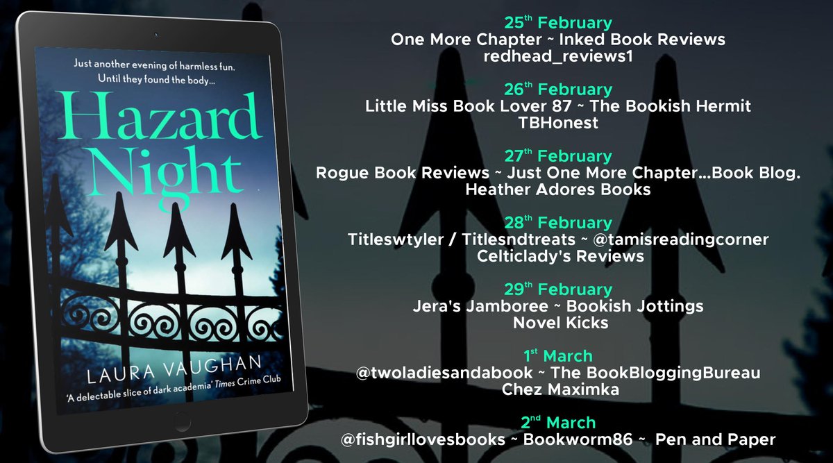 'A delectable slice of Dark Academia - Times Crime Club on #HazardNight by @LVaughanwrites The blog tour kicks off this week from 25th February 💫 Thank you @rararesources for organising and to all the #bookbloggers taking part!