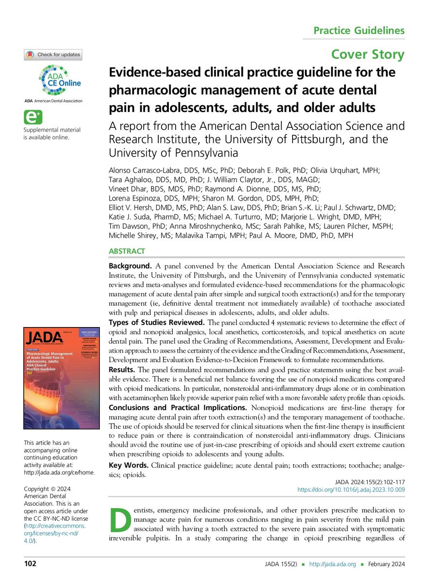 gayescoda's tweet photo. Guía de Práctica Clínica para el manejo farmacológico del dolor dental agudo.
Nuestra escala analgésica recomendada es empezar con dexketoprofeno solo o en combinación con paracetamol (existe sinergia entre ellos) y como opción siguiente es el dexketoprofeno con tramadol. https://t.co/1nyrg7q3M4