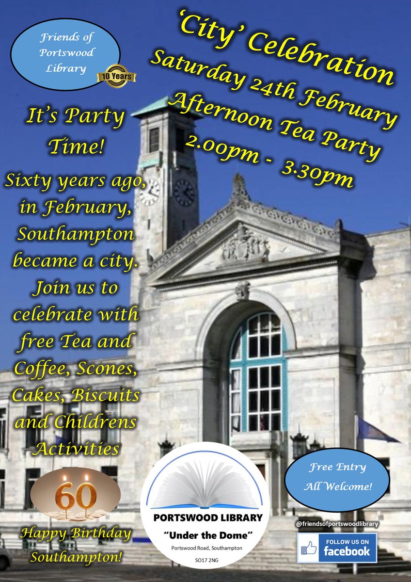 Join the Friends of Portswood Library this Saturday celebrating 60 years of city status for Southampton!